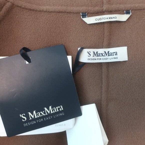 'S Max Mara Calla Belted Wrap Coat Brown Felted Wool Size US 4 - Picture 10 of 13